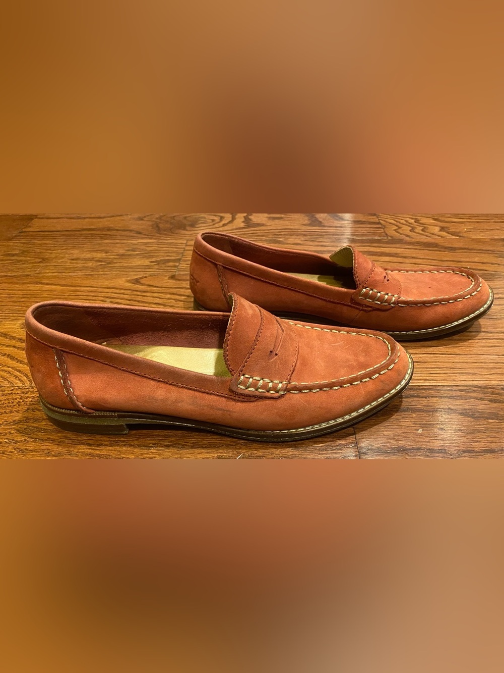 Sperry Seaport Penny Loafers Sz 7 Red Leather Cushioned Insole - Picture 5 of 7